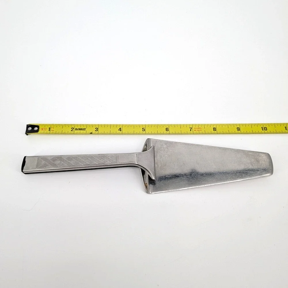 Piazza Effepi Italy Stainless Steel Cake Server Vintage Geometric Etched 10